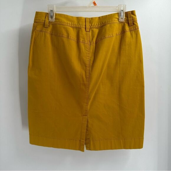 Orvis Size 6 Mustard Yellow Cotton w/Stretch Straight Skirt - Picture 5 of 9
